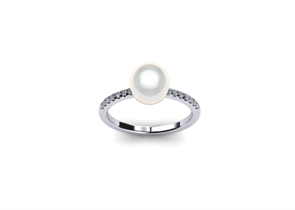 CZ Studded Pearl Ring